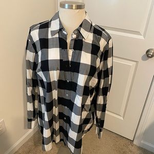Lane Bryant Black & White Plaid Shirt